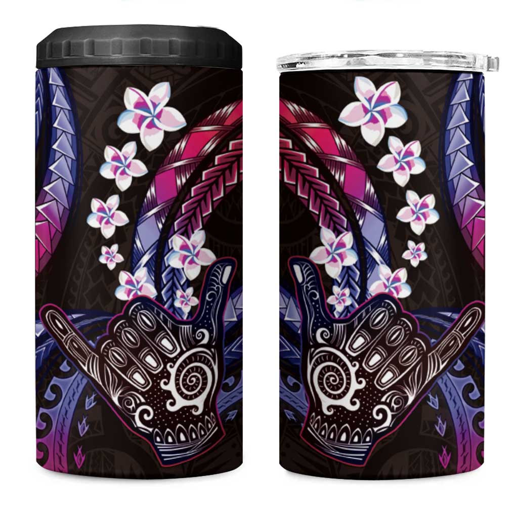 Hawaii Shaka Sign 4 in 1 Can Cooler Tumbler Fantastic Frangipani Sweet Vibes