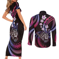 Hawaii Shaka Sign Couples Matching Short Sleeve Bodycon Dress and Long Sleeve Button Shirt Fantastic Frangipani Sweet Vibes