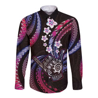 Hawaii Shaka Sign Long Sleeve Button Shirt Fantastic Frangipani Sweet Vibes