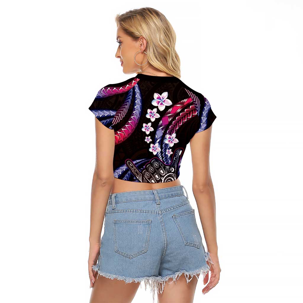 Hawaii Shaka Sign Raglan Cropped T Shirt Fantastic Frangipani Sweet Vibes
