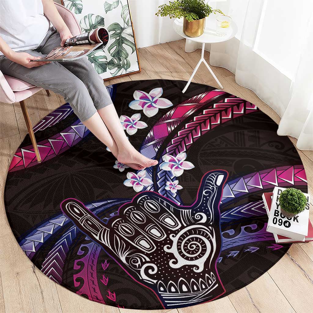 Hawaii Shaka Sign Round Carpet Fantastic Frangipani Sweet Vibes