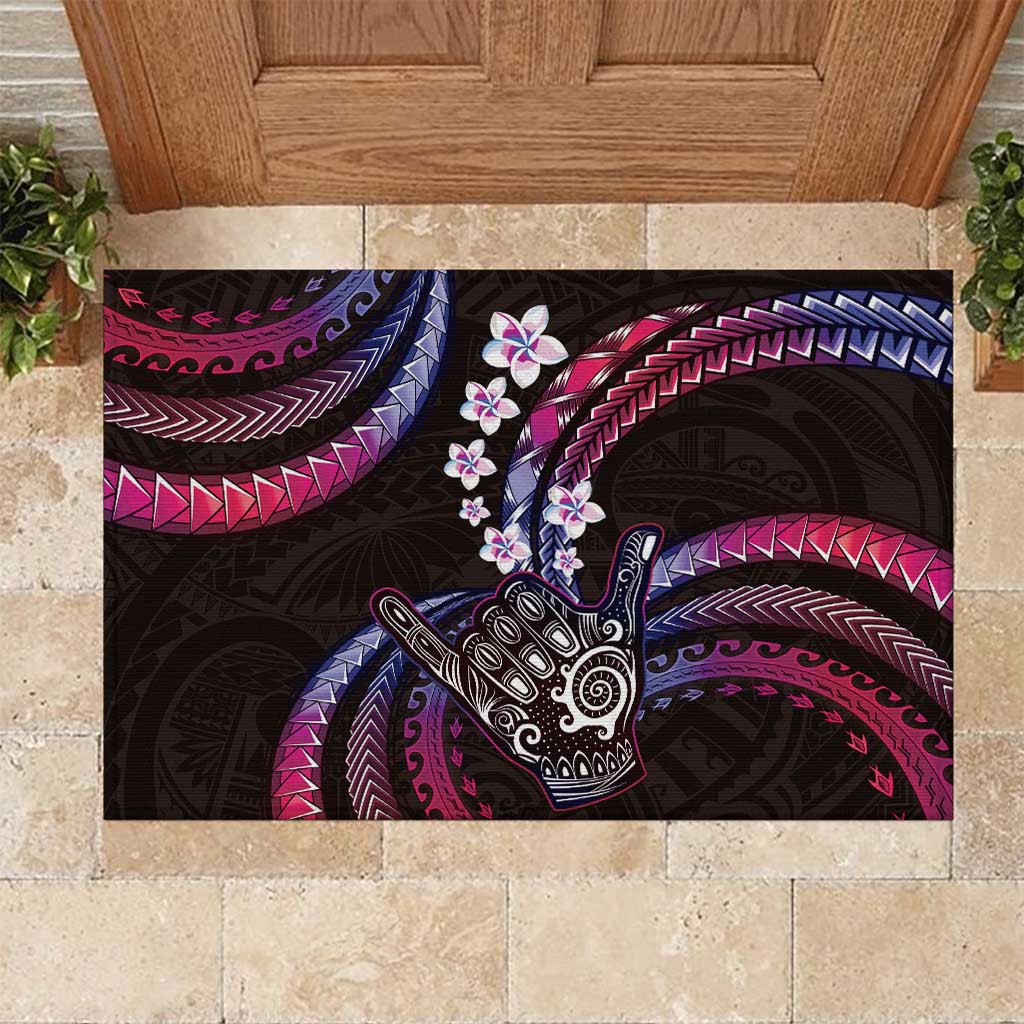 Hawaii Shaka Sign Rubber Doormat Fantastic Frangipani Sweet Vibes
