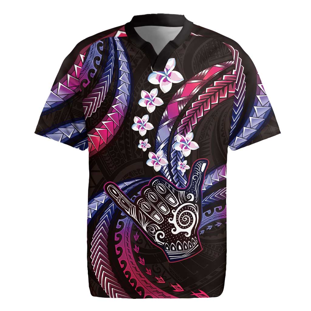 Hawaii Shaka Sign Rugby Jersey Fantastic Frangipani Sweet Vibes