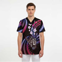 Hawaii Shaka Sign Scrub Top Fantastic Frangipani Sweet Vibes - Polynesian Pride