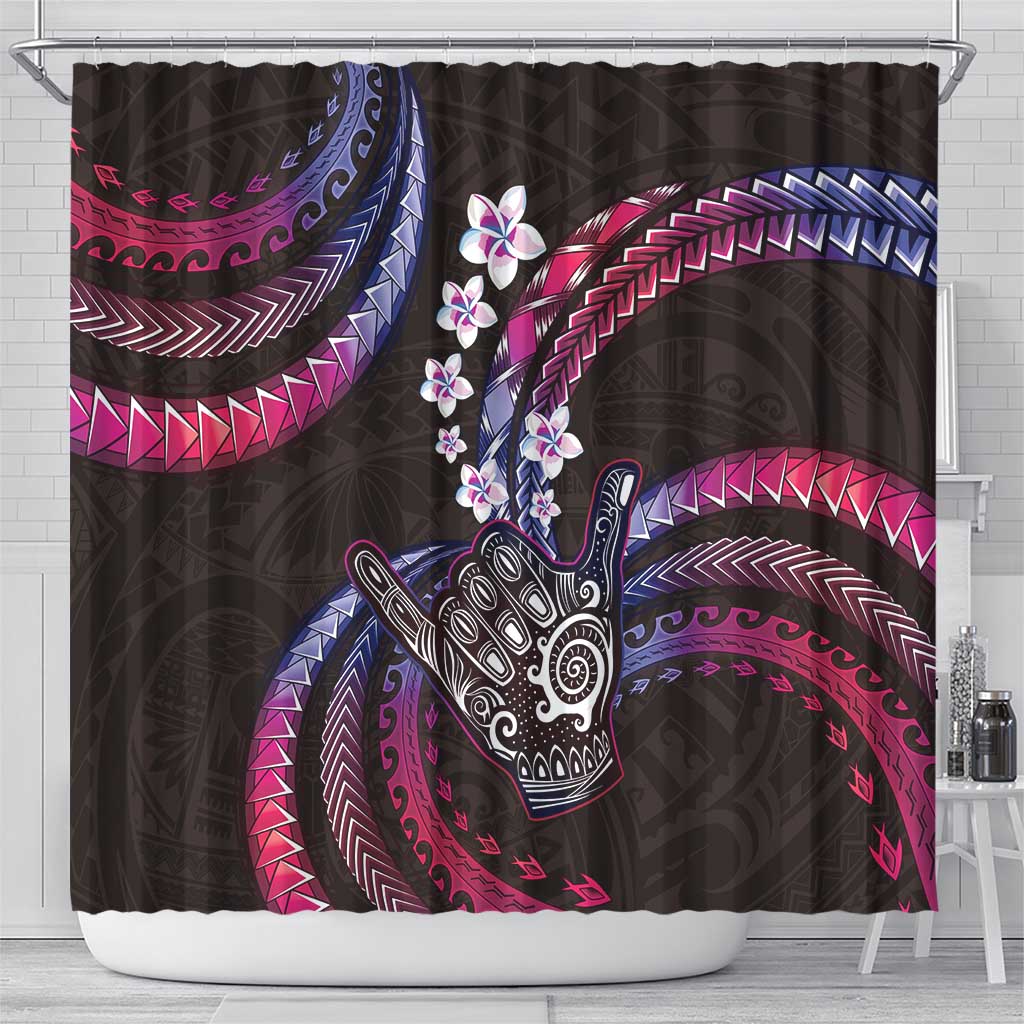 Hawaii Shaka Sign Shower Curtain Fantastic Frangipani Sweet Vibes
