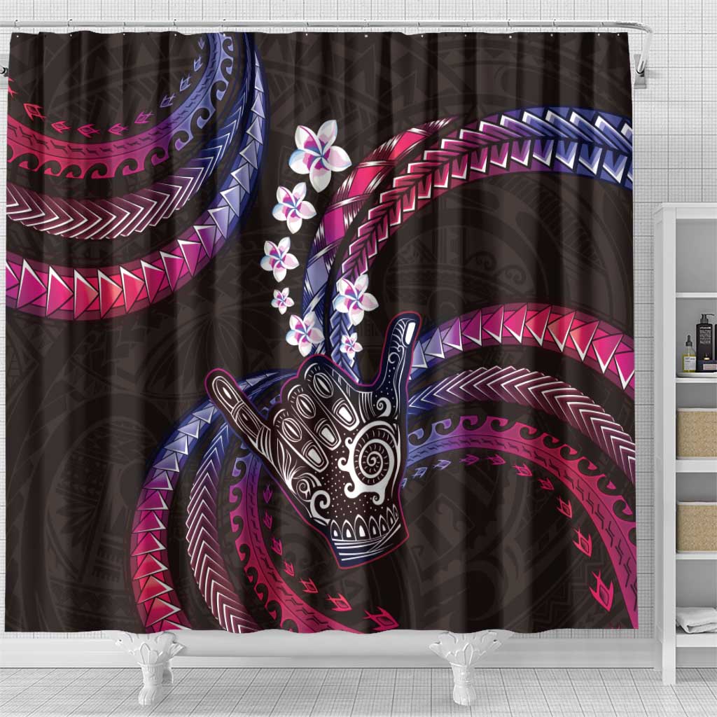 Hawaii Shaka Sign Shower Curtain Fantastic Frangipani Sweet Vibes
