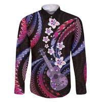 Hawaiian Ukulele Family Matching Off Shoulder Short Dress and Hawaiian Shirt Sweet Dream Fantastic Plumeria