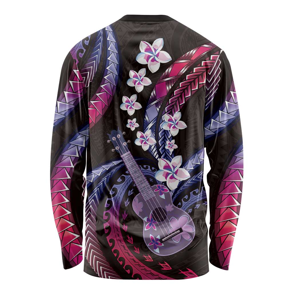 Hawaiian Ukulele Long Sleeve Shirt Sweet Dream Fantastic Plumeria