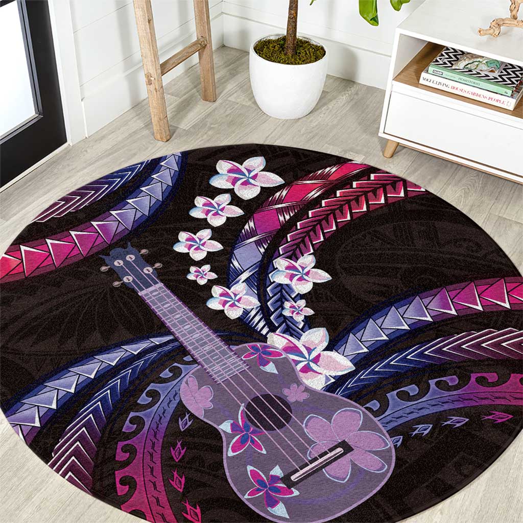 Hawaiian Ukulele Round Carpet Sweet Dream Fantastic Plumeria
