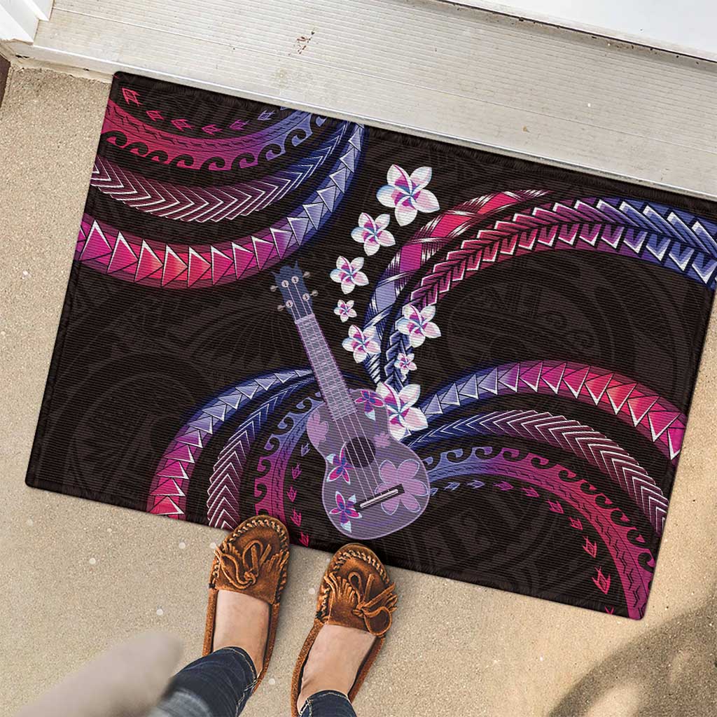 Hawaiian Ukulele Rubber Doormat Sweet Dream Fantastic Plumeria