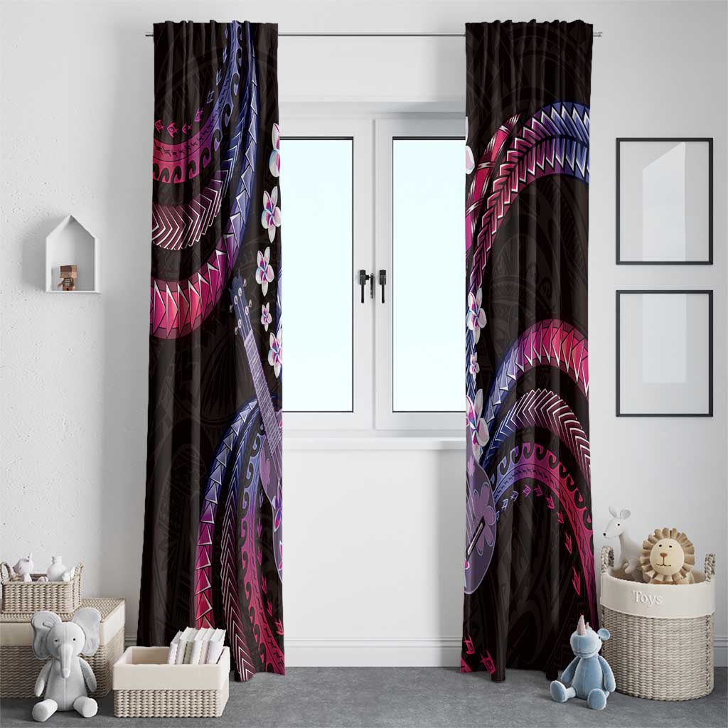 Hawaiian Ukulele Window Curtain Sweet Dream Fantastic Plumeria