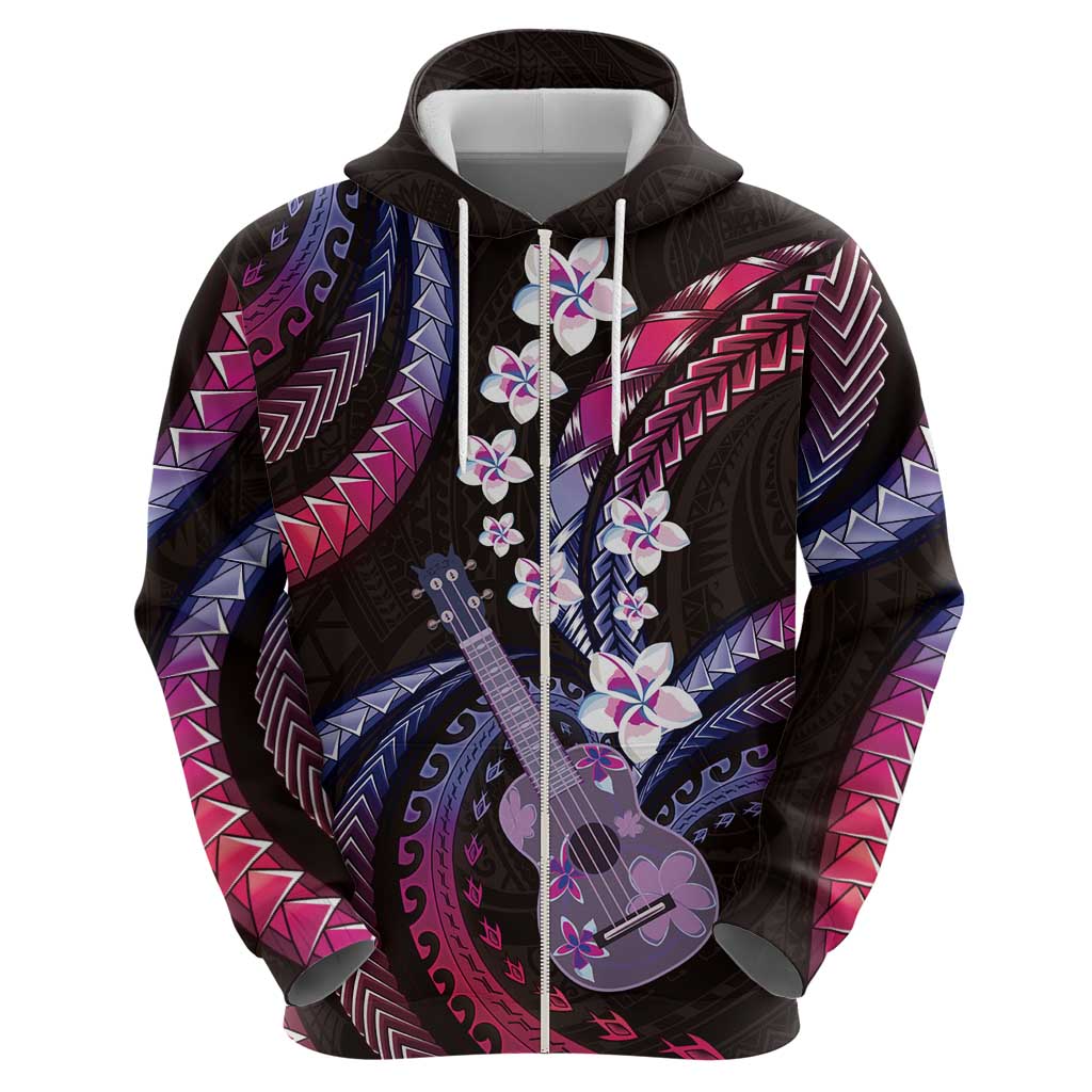 Hawaiian Ukulele Zip Hoodie Sweet Dream Fantastic Plumeria