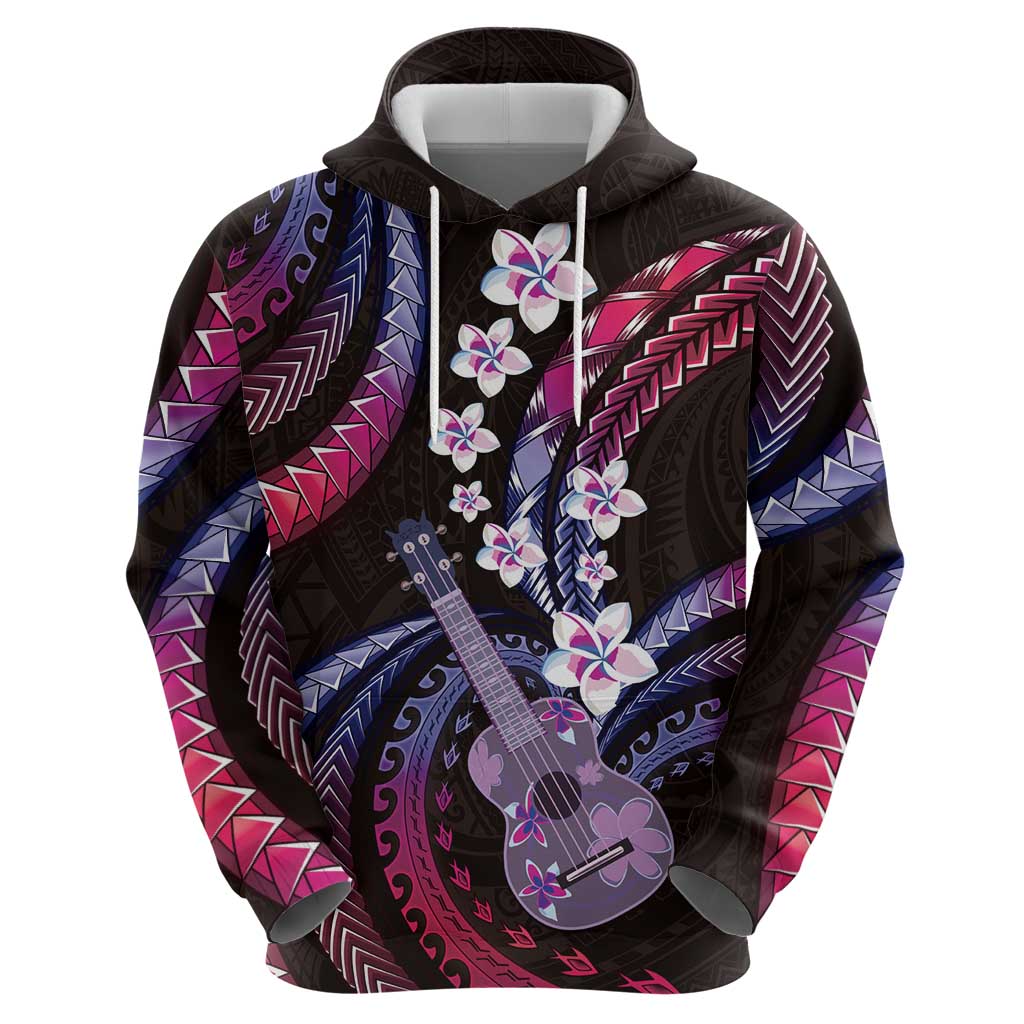 Hawaiian Ukulele Zip Hoodie Sweet Dream Fantastic Plumeria