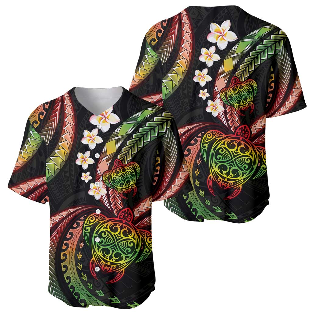 Hawaii Turtles Plumeria Baseball Jersey Reggae Polynesian Pattern