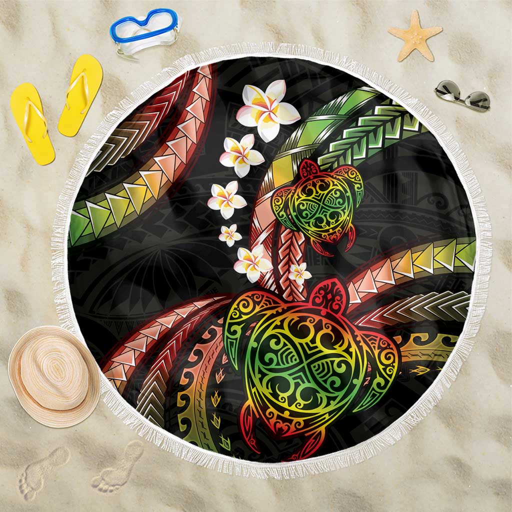 Hawaii Turtles Plumeria Beach Blanket Reggae Polynesian Pattern