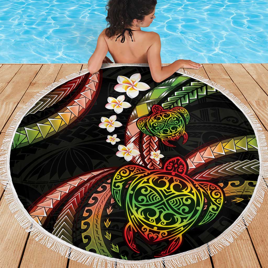 Hawaii Turtles Plumeria Beach Blanket Reggae Polynesian Pattern