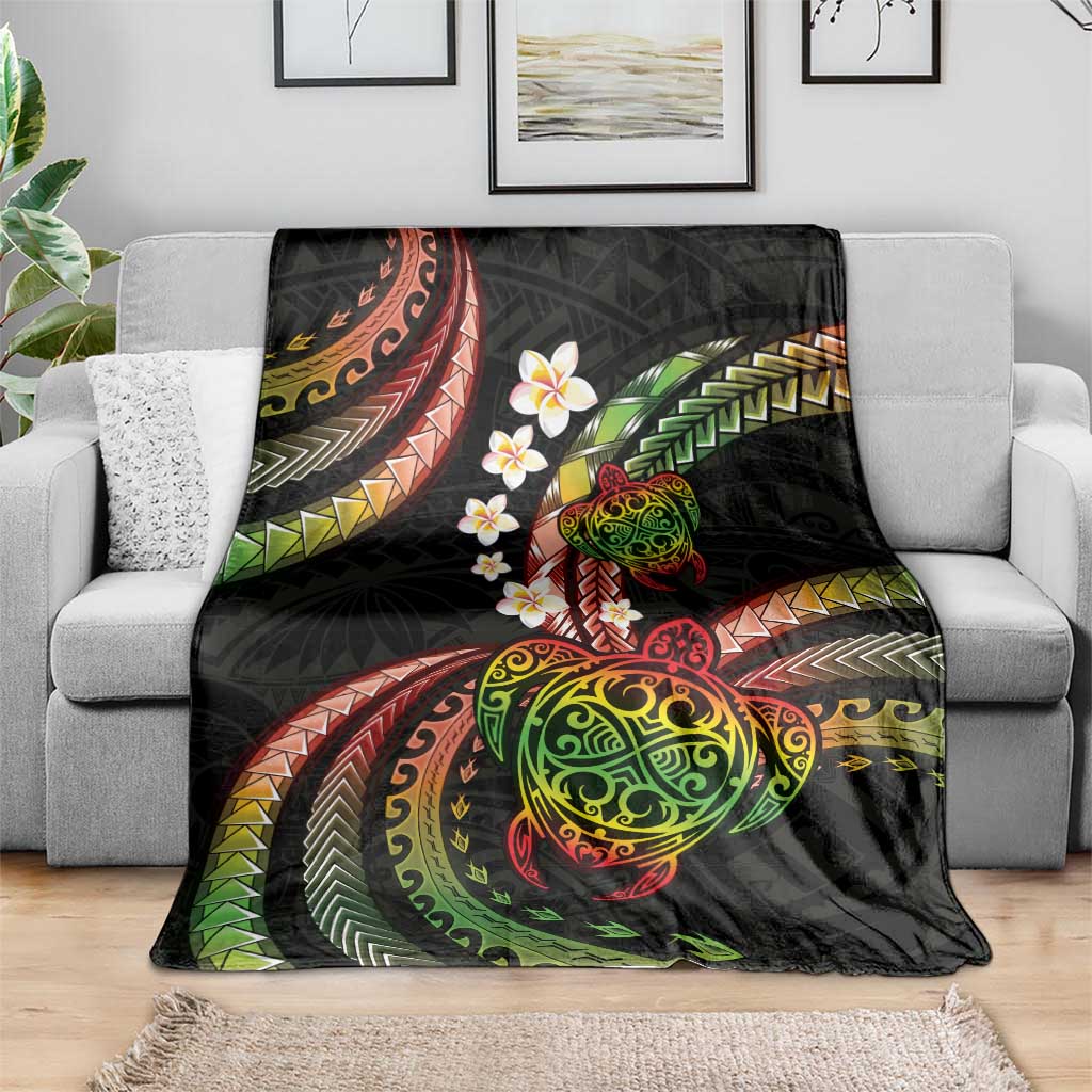 Hawaii Turtles Plumeria Blanket Reggae Polynesian Pattern