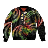 Hawaii Turtles Plumeria Bomber Jacket Reggae Polynesian Pattern