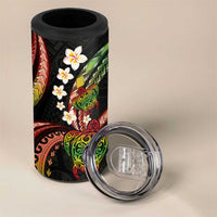 Hawaii Turtles Plumeria 4 in 1 Can Cooler Tumbler Reggae Polynesian Pattern