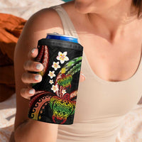 Hawaii Turtles Plumeria 4 in 1 Can Cooler Tumbler Reggae Polynesian Pattern