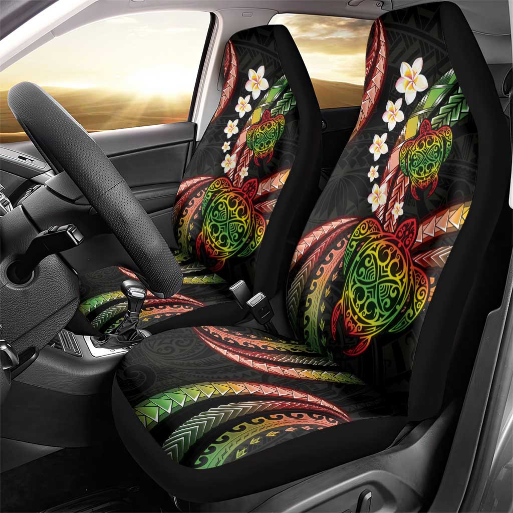 Hawaii Turtles Plumeria Car Seat Cover Reggae Polynesian Pattern