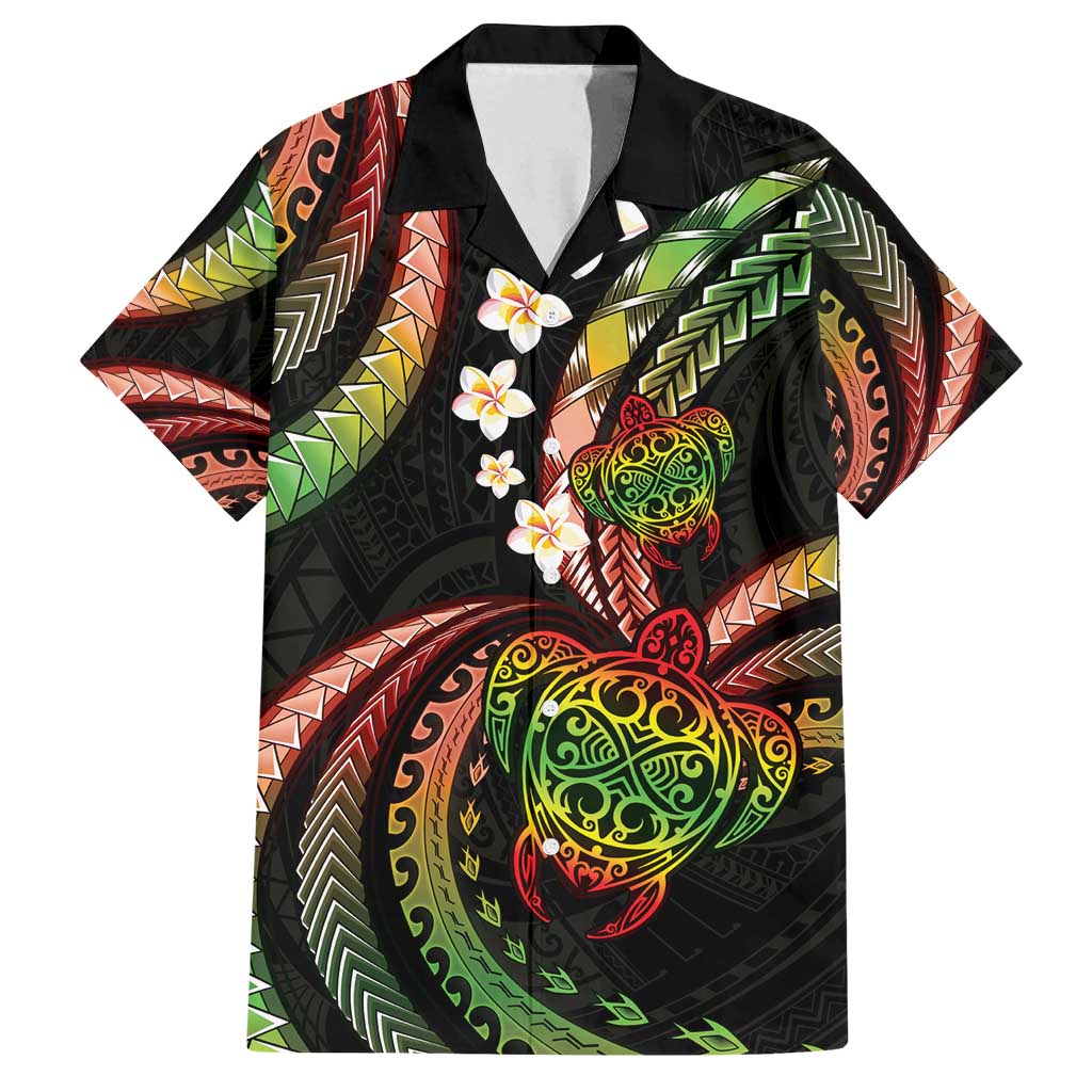 Hawaii Turtles Plumeria Family Matching Long Sleeve Bodycon Dress and Hawaiian Shirt Reggae Polynesian Pattern