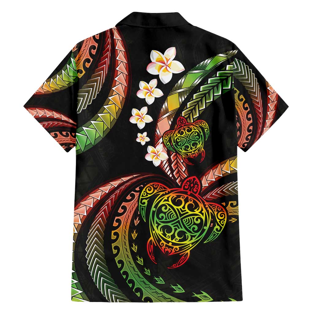 Hawaii Turtles Plumeria Family Matching Off Shoulder Maxi Dress and Hawaiian Shirt Reggae Polynesian Pattern