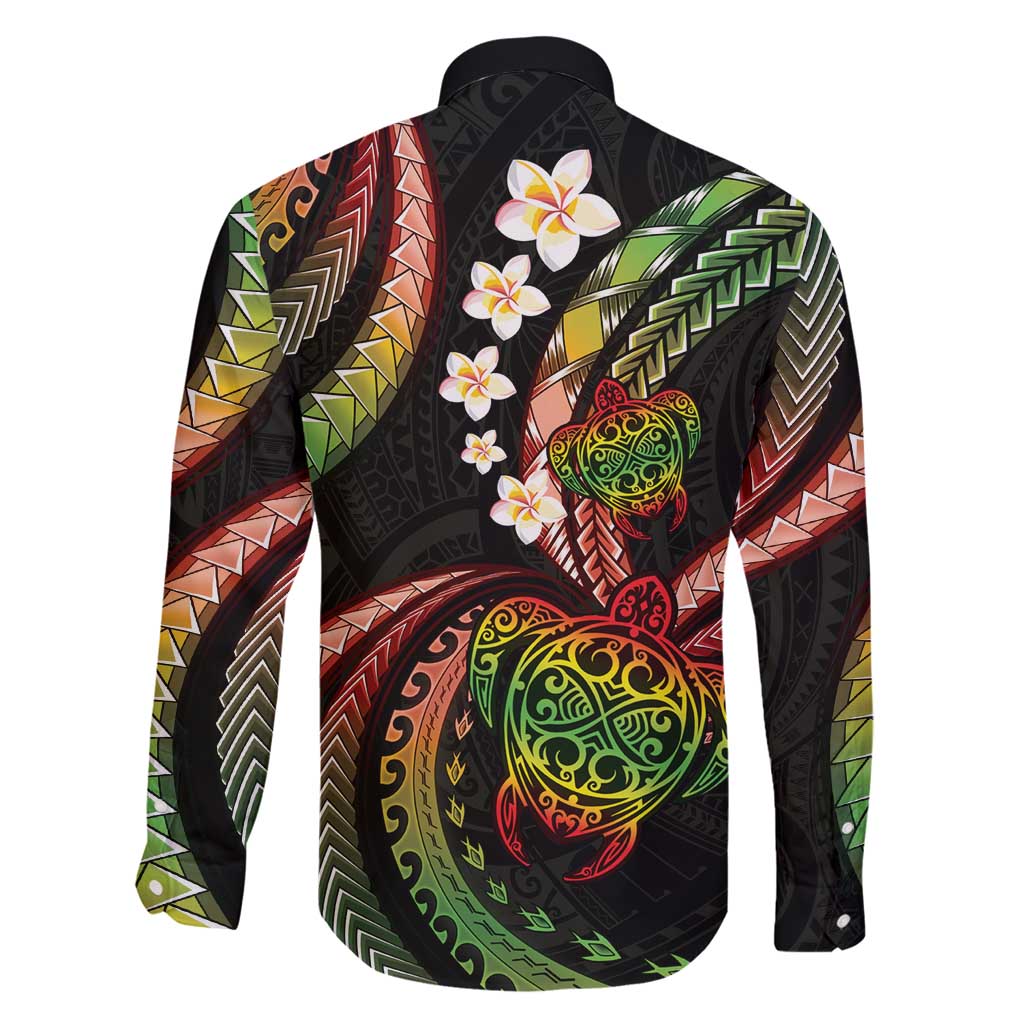 Hawaii Turtles Plumeria Family Matching Puletasi and Hawaiian Shirt Reggae Polynesian Pattern