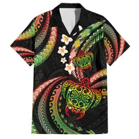 Hawaii Turtles Plumeria Family Matching Short Sleeve Bodycon Dress and Hawaiian Shirt Reggae Polynesian Pattern