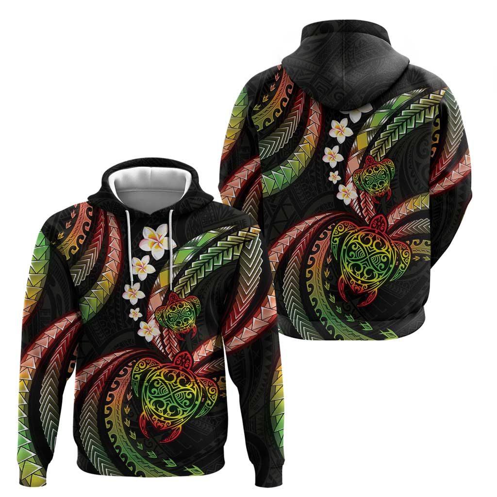 Hawaii Turtles Plumeria Hoodie Reggae Polynesian Pattern LT01 - Polynesian Pride