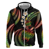 Hawaii Turtles Plumeria Hoodie Reggae Polynesian Pattern LT01 Zip Hoodie Reggae - Polynesian Pride