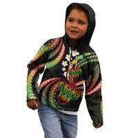 Hawaii Turtles Plumeria Kid Hoodie Reggae Polynesian Pattern