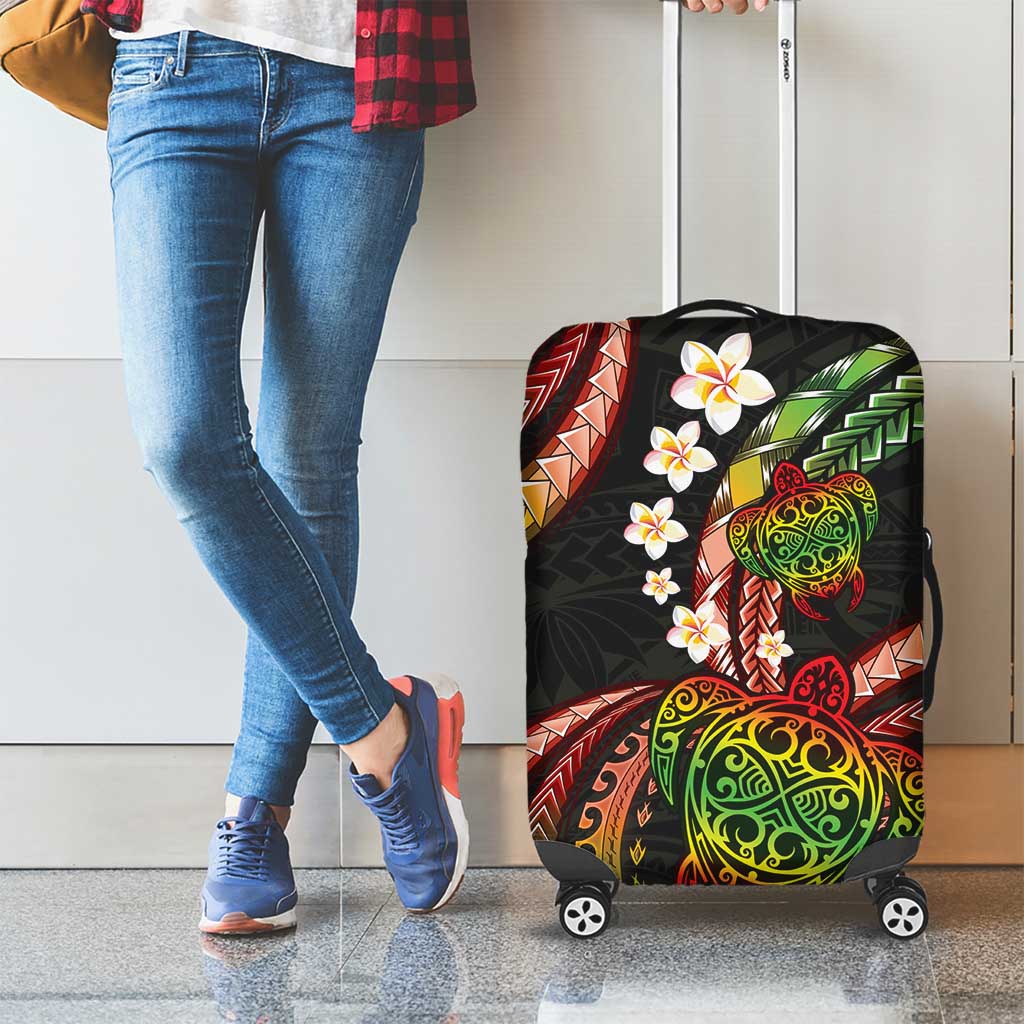 Hawaii Turtles Plumeria Luggage Cover Reggae Polynesian Pattern