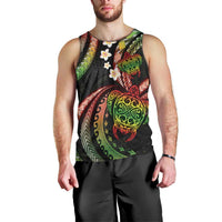 Hawaii Turtles Plumeria Men Tank Top Reggae Polynesian Pattern