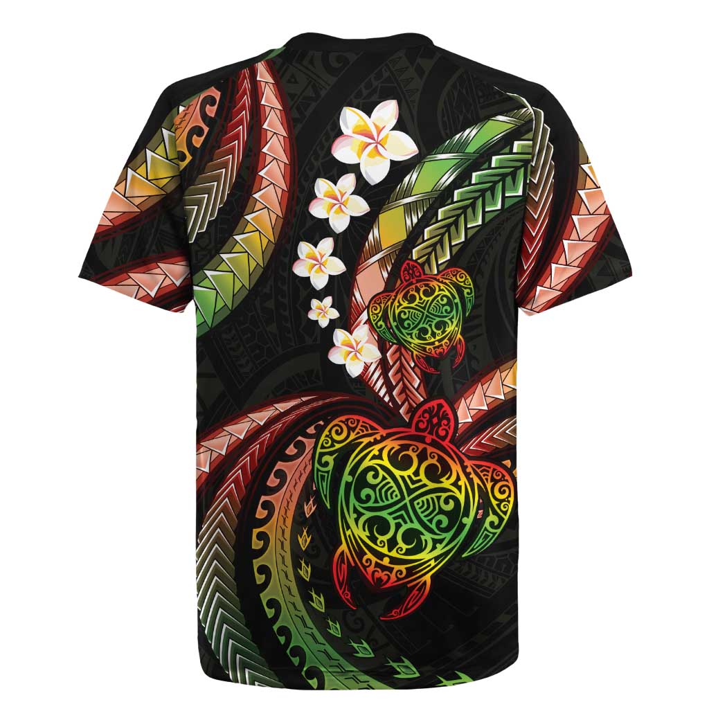 Hawaii Turtles Plumeria Rugby Jersey Reggae Polynesian Pattern