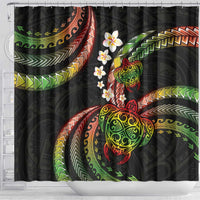 Hawaii Turtles Plumeria Shower Curtain Reggae Polynesian Pattern