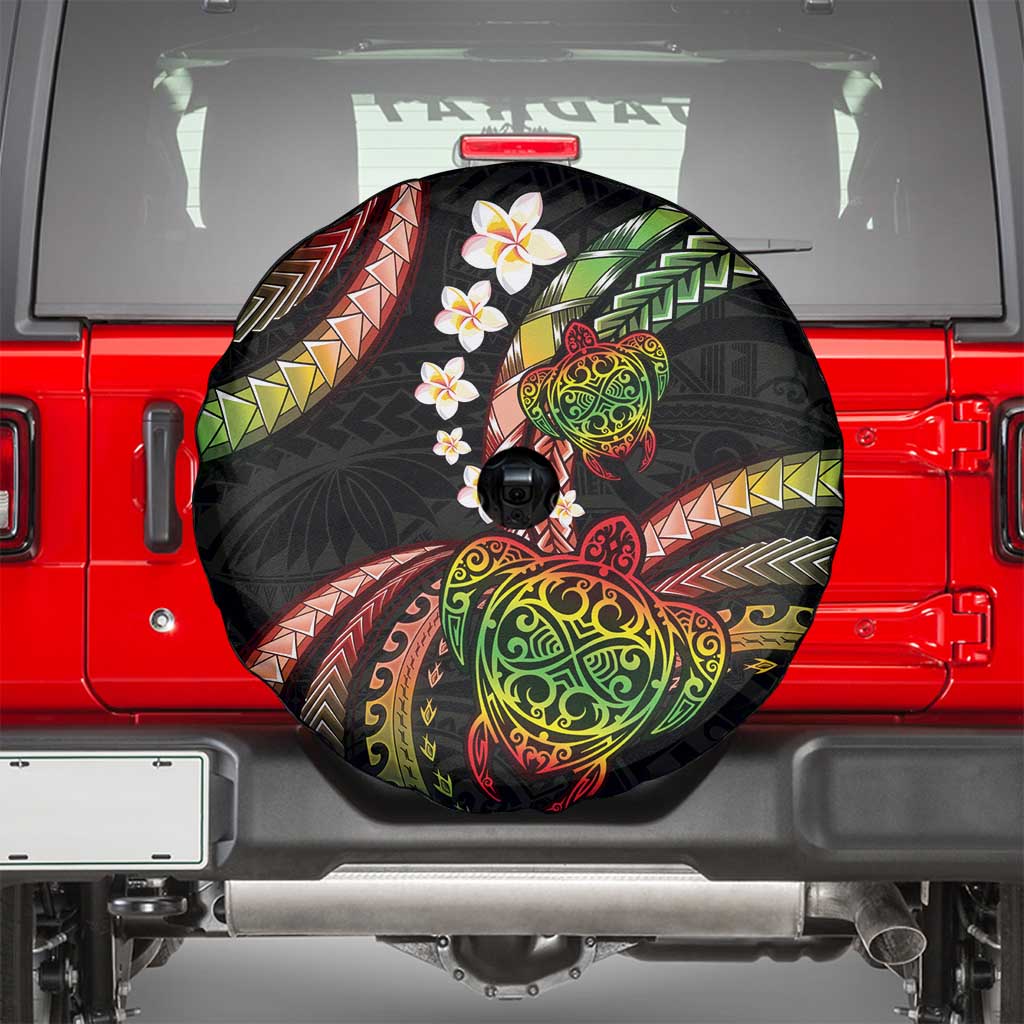 Hawaii Turtles Plumeria Spare Tire Cover Reggae Polynesian Pattern