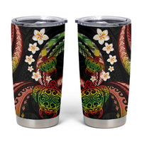 Hawaii Turtles Plumeria Tumbler Cup Reggae Polynesian Pattern