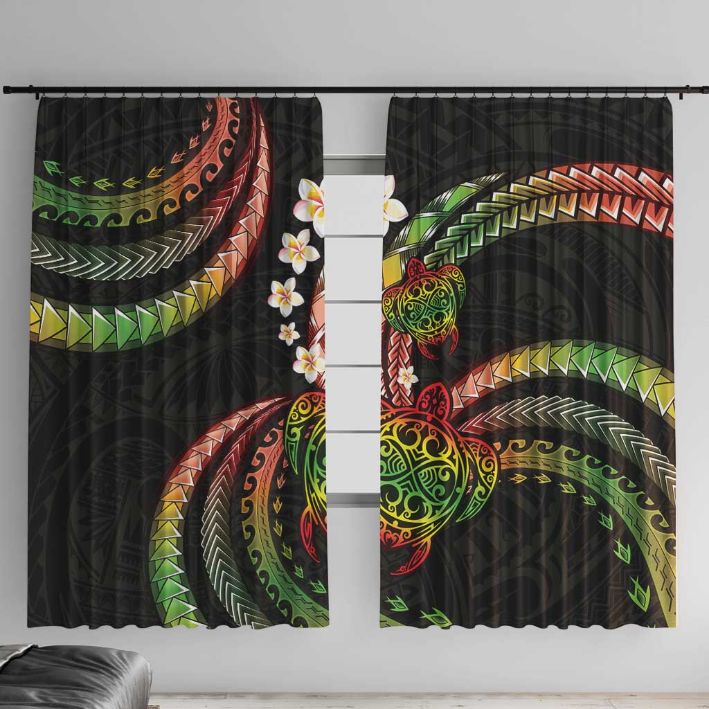 Hawaii Turtles Plumeria Window Curtain Reggae Polynesian Pattern