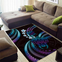 Hawaii Turtles Plumeria Area Rug Amethyst Gradient Polynesian Pattern
