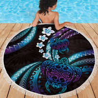 Hawaii Turtles Plumeria Beach Blanket Amethyst Gradient Polynesian Pattern