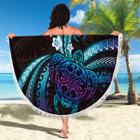 Hawaii Turtles Plumeria Beach Blanket Amethyst Gradient Polynesian Pattern