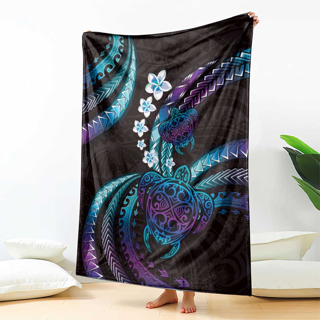 Hawaii Turtles Plumeria Blanket Amethyst Gradient Polynesian Pattern
