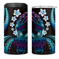 Hawaii Turtles Plumeria 4 in 1 Can Cooler Tumbler Amethyst Gradient Polynesian Pattern