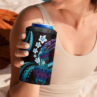 Hawaii Turtles Plumeria 4 in 1 Can Cooler Tumbler Amethyst Gradient Polynesian Pattern