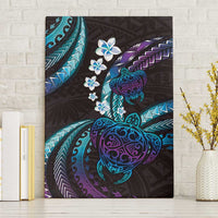 Hawaii Turtles Plumeria Canvas Wall Art Amethyst Gradient Polynesian Pattern