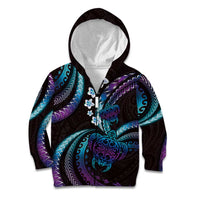 Hawaii Turtles Plumeria Kid Hoodie Amethyst Gradient Polynesian Pattern
