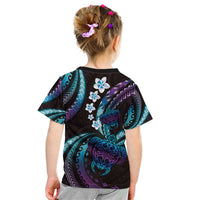 Hawaii Turtles Plumeria Kid T Shirt Amethyst Gradient Polynesian Pattern