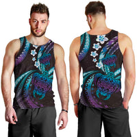 Hawaii Turtles Plumeria Men Tank Top Amethyst Gradient Polynesian Pattern