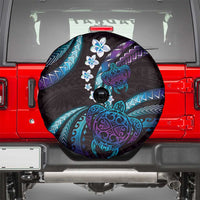 Hawaii Turtles Plumeria Spare Tire Cover Amethyst Gradient Polynesian Pattern